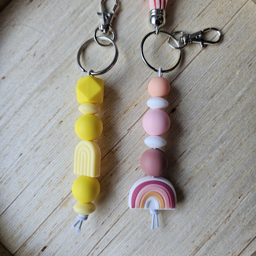 Colorful Beaded Key & Card Holder Set
